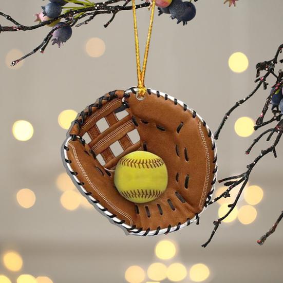 Подвеска в виде перчатки для софтбола, акриловая плоская перчатка для софтбола, украшение на елку в стиле софтбола, подарочное украшение