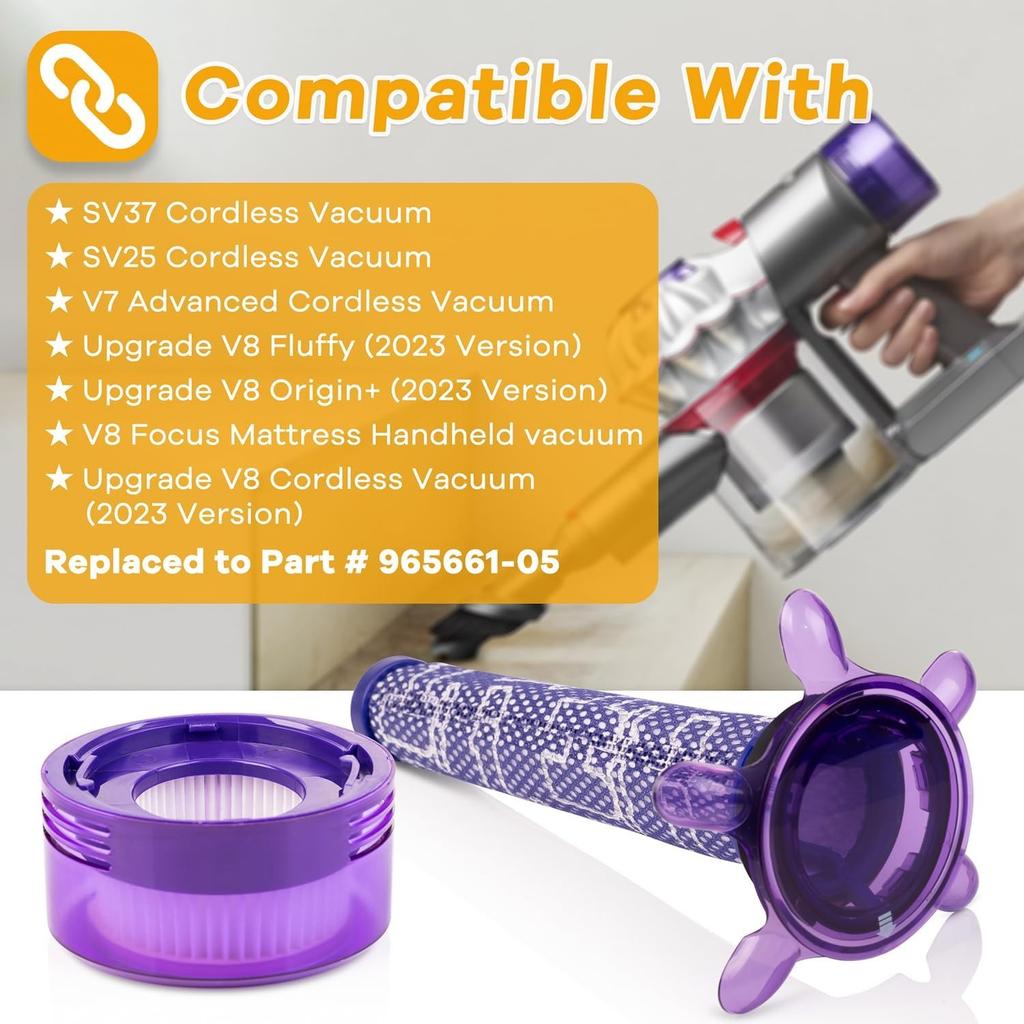 2Pack Upgraded V8 Star Pre-Filters and Post Filters for Dyson V8 Origin Animal Handheld Cordless Stick Vacuum Cleaner New Version SV10 SV25 Dyson Car