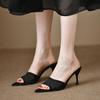 Модные элегантные туфли на высоком каблуке в стиле ретро для женщин 2024 года, новые универсальные туфли с острым носком для вечернего платья, женские тапочки