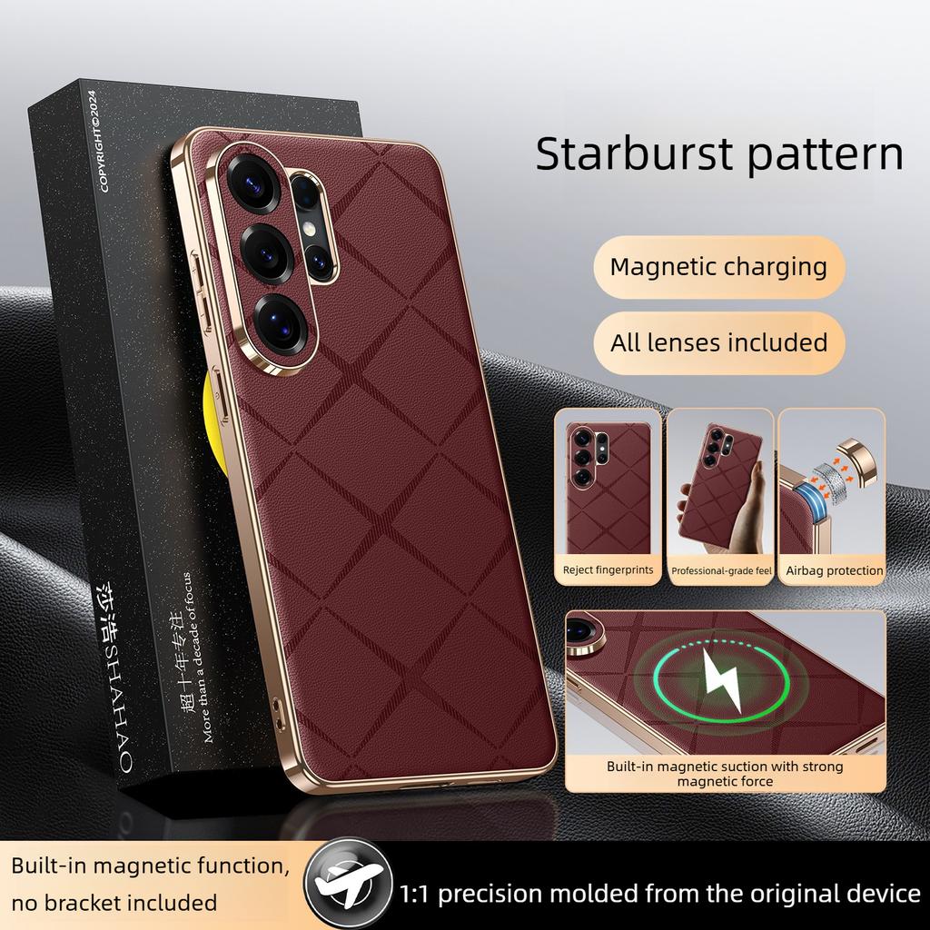 360°rotate Stand Case for Samsung Galaxy S26 Ultra New Magnetic Case S26+ Starburst Pattern Ultra-thin Leather Case for SAM S26