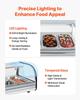 Sushi Display Case Refrigerator, 52L Commercial Sushi Case, 5-Pan Countertop Showcase with Curved Glass, LED Lighting, and Digital Temperature