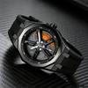 Новые спортивные 3D часы на ступицу колеса автомобиля Модный вращающийся циферблат Силиконовый ремешок Водонепроницаемые кварцевые часы Reloj Hombre