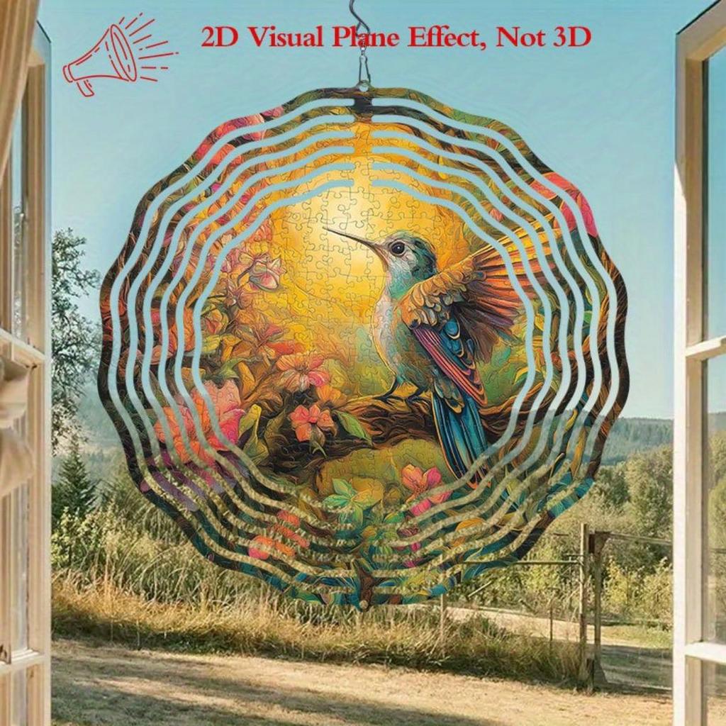 Vibrant Hummingbird Floral Metal Wind Chime Garden Porch Outdoor Decor Easy To Hang Secure Hook Gift for Nature Lovers