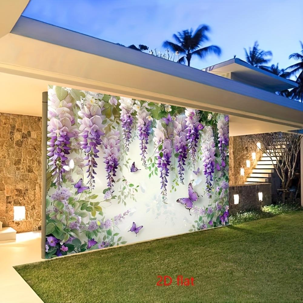 2D plane 1 piece of purple vine waterfall decorated with white and purple suitable as a background and party decoration
