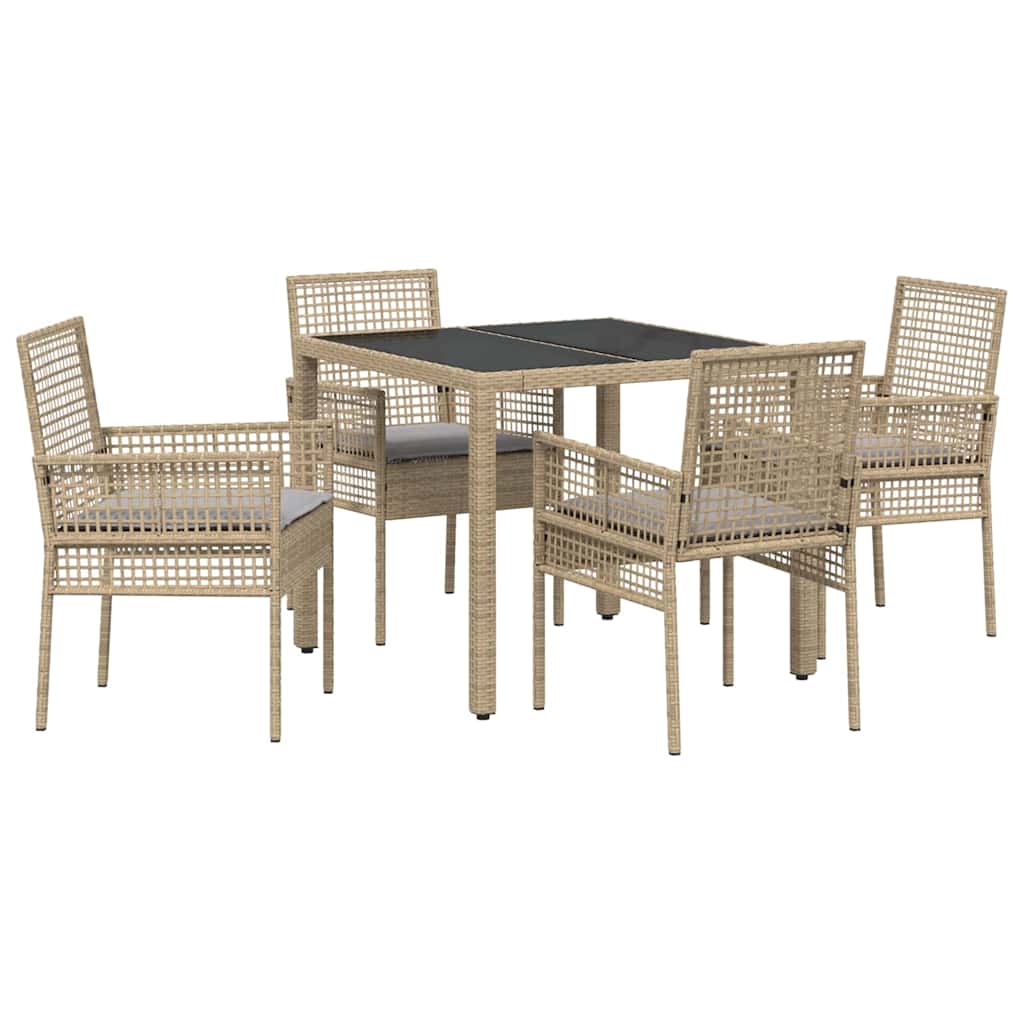 Garden Dining Set 5 pcs Beige Poly Rattan