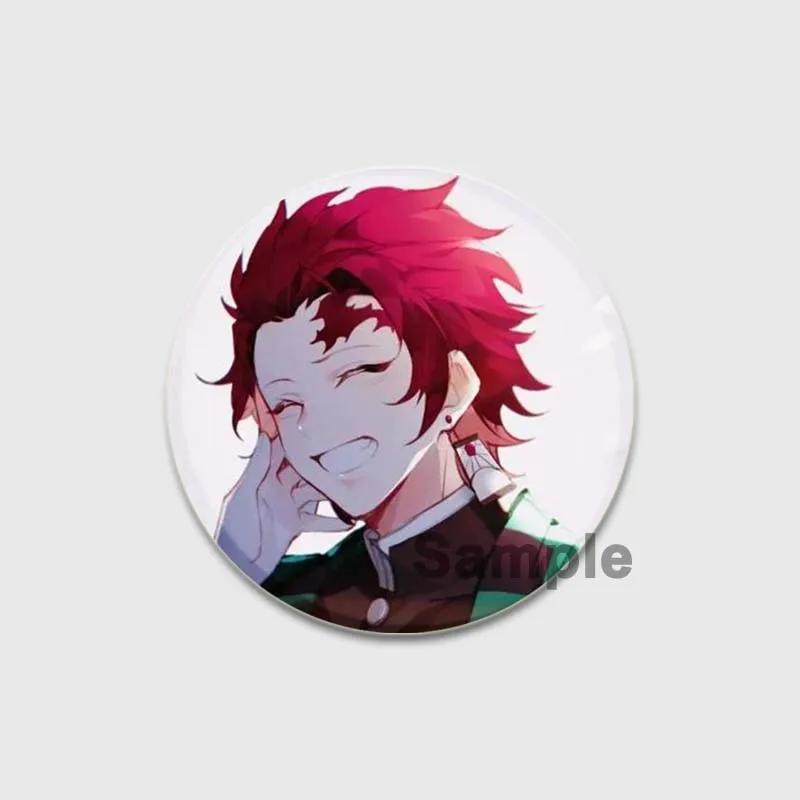 32/44/58mm Round Anime Brooches Kamado Tanjirou Tsuyuri Kanao Hashibira Inosuke Rengoku Kyoujurou Agatsuma Zenitsu Akaza Badge Lapel Pins
