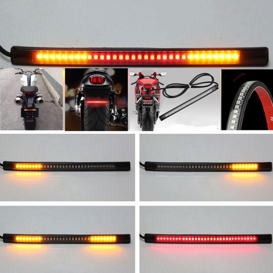 Flexible Motorcycle License Light Tail Plate LED Stop Brake Turn Signal Lamp