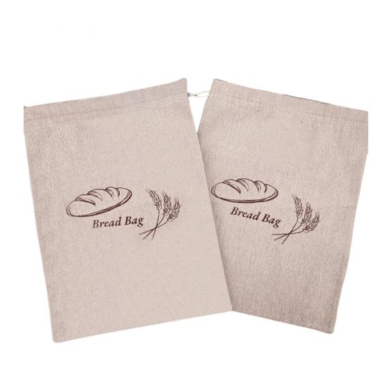 Homemade Bread Storage Pouch Single-layered Food Grade Large Capacity Drawstring Sealing Reusable with Liner Picnic Commute Preservation Bag