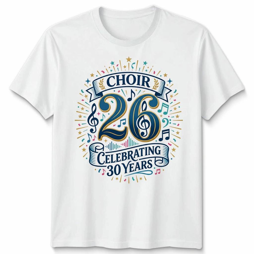 Футболка Choir Voices 26, посвященная 30-летию, синий дизайн с музыкой, унисекс, подарок