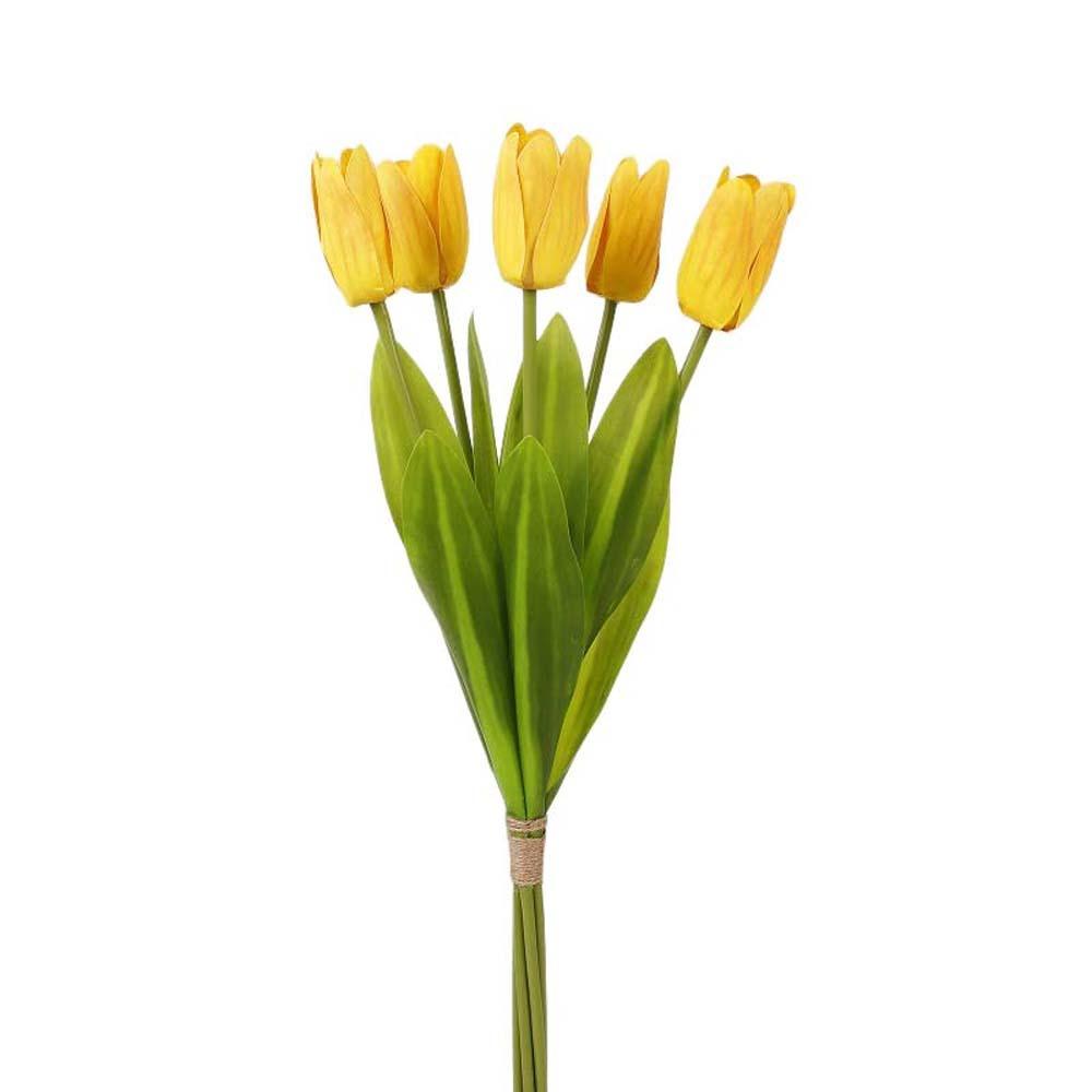 Real Touch Artificial Tulip Flowers Realistic Handmade Simulation Big Tulip 5-Heads 52 cm Faux Tulip Branch Dining Table