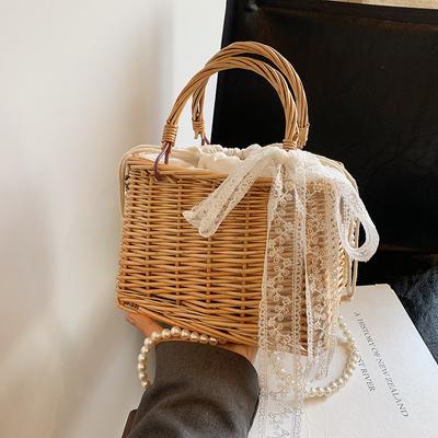 Модная сладкая персонализированная плетеная из ротанга шелковая сумка-корзина женская новая универсальная сумка-мессенджер на плечо для commuters