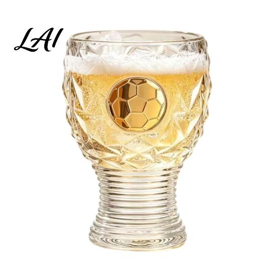 Tall Football Mug Soccer Trophy Beer Glass 400ml Capacity Mug Clear Glass
