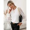 Elegant Mesh See Through Long Sleeve Shirts Women Casual White Chiffon Blouse O Neck Tops Ladies Womens Clothes Blusas 24755
