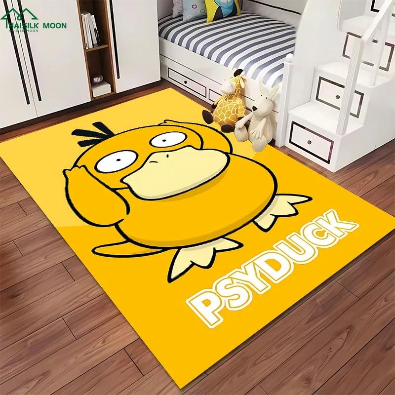 Japanese P0kem0n Theme Psyduck Printed Carpet Rugs for Living Room Bedroom Dining Office Sofa Non-Slip Large Decor Mat Potdemiel