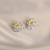 ribbon earrings ladies sway Popularity Compatible with metal allergies cute bell bow tie silver 925 accessories Christmas birthday coming-of-age