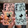 Черный чехол с рисунком бабочки и слотом для карт для Samsung S24 FE S23 Ultra S22 A16 A55 A15 A35 A54 A14, прозрачный противоударный мягкий силиконовый чехол для телефона