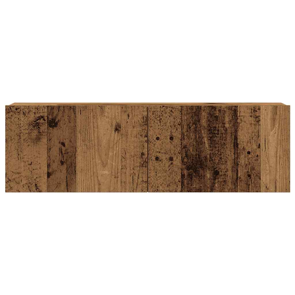 3 piece wall mounted TV cabinet set rustic wood look engineered wood
