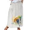 Women  Casual Loose Boho Elastic Waist A-Line Beach Flowy Swing Vacation Maxi Skirt With Pocket