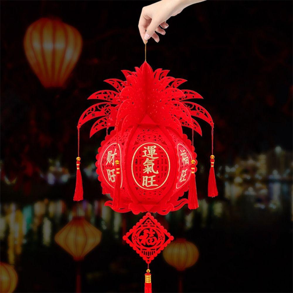 Lint/Gold Foil Good Luck Lanterns 3D Chinese Lint Lanterns Spring Festival Hanging Pendant  Party