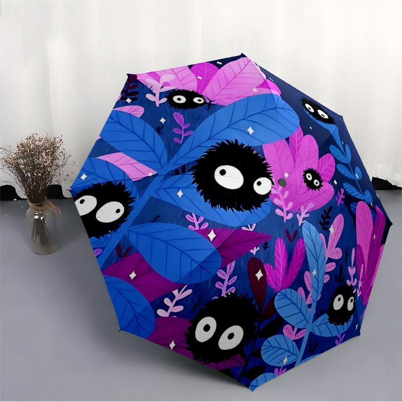 1pc Soot Sprites Fantasy Forest Auto Open/Close Cute Umbrella, Portable Folding Umbrella for Travel, Themed Events, It is suitable as a gift for vario