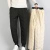 Men's Plus Size Lambskin Cotton Winter Trousers - Warm, Loose, Straight-Leg Casual Pants