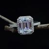 925 Silver Rectangle Real Moissanite Diamond Ring D Color VVS Clarity Timeless Feminine Luxury Jewelry