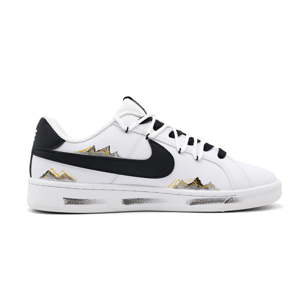 Nike Court Royale Sea Butterfly Voyage Thermal Cushioning Low top Skateboard Shoes Men's Black White 749747-107(Team1602-)