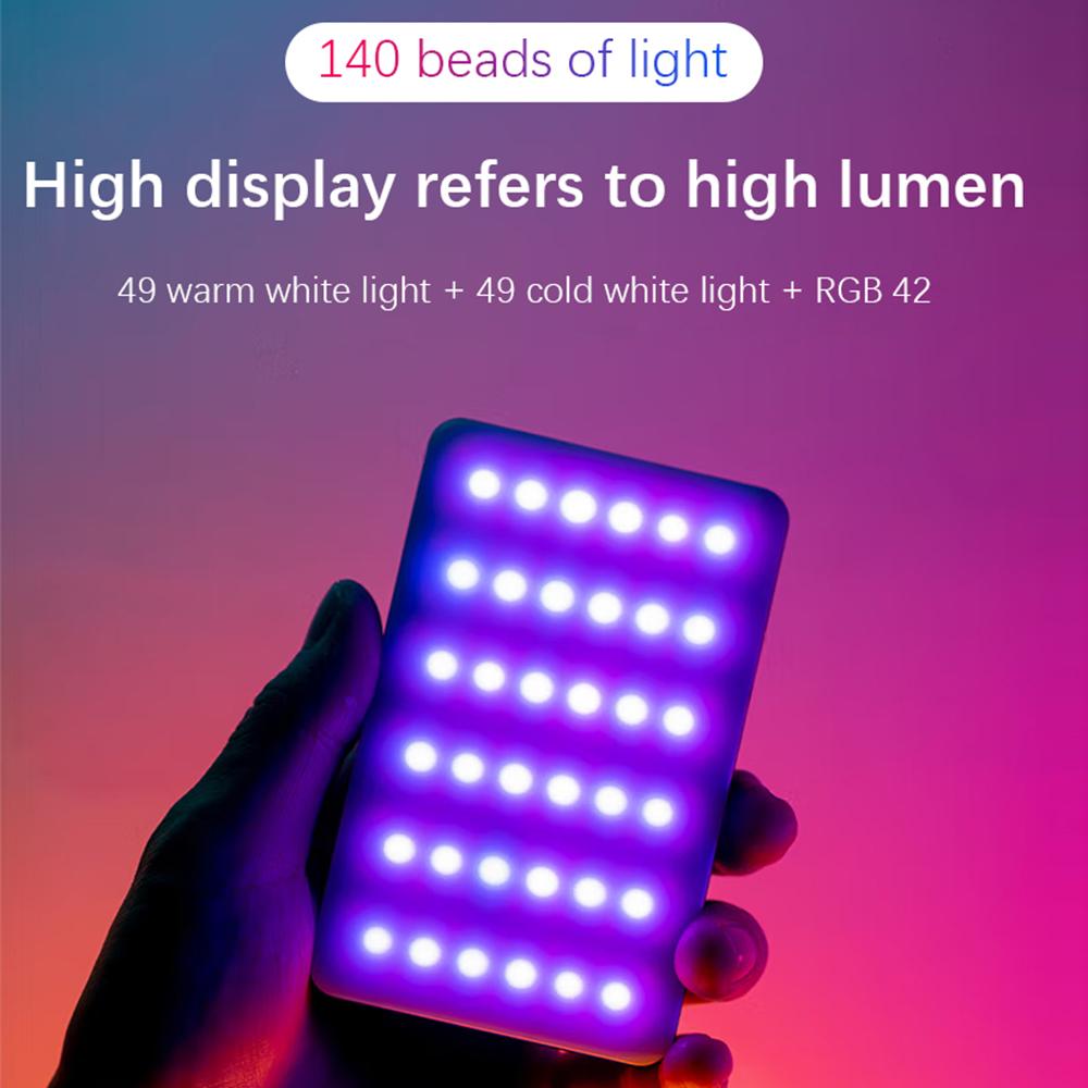 Andoer Комплект светодиодной видеолампы Y140 RGB Карманное освещение для видеоконференций CRI95+ 2500K-9000K с регулируемой яркостью 26
