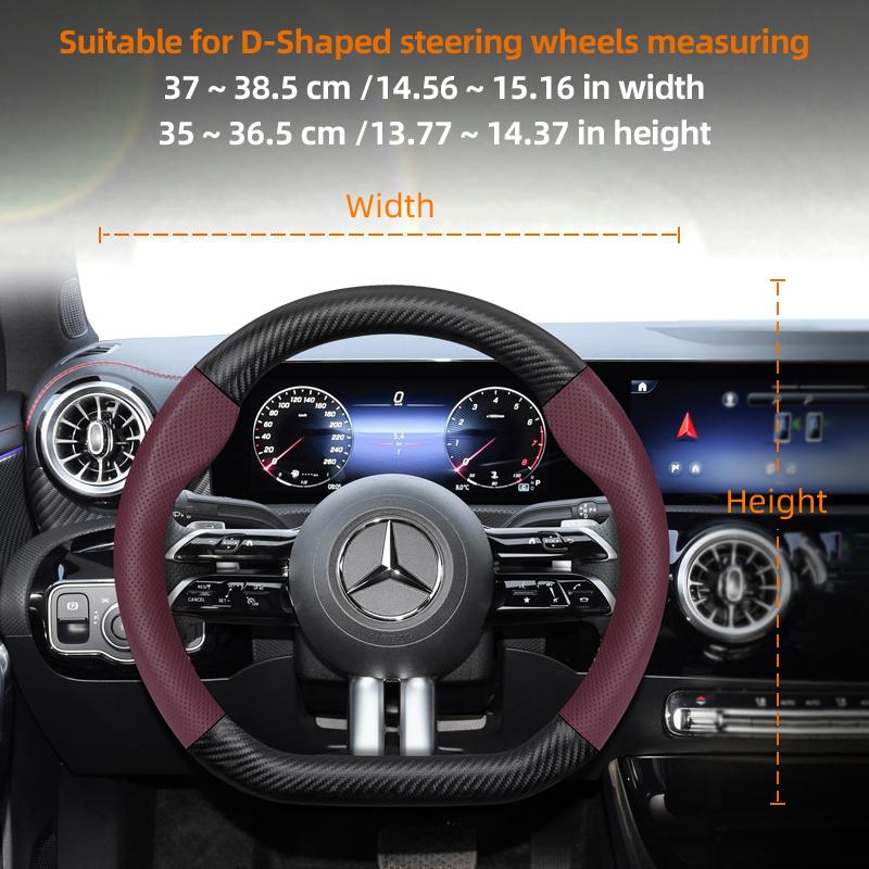 ATOW5 Suitable for Mercedes-Benz Breathable Leather Matte Carbon Fiber Texture Steering Wheel Cover Suitable for E Class S C a Glc Suv Eqc