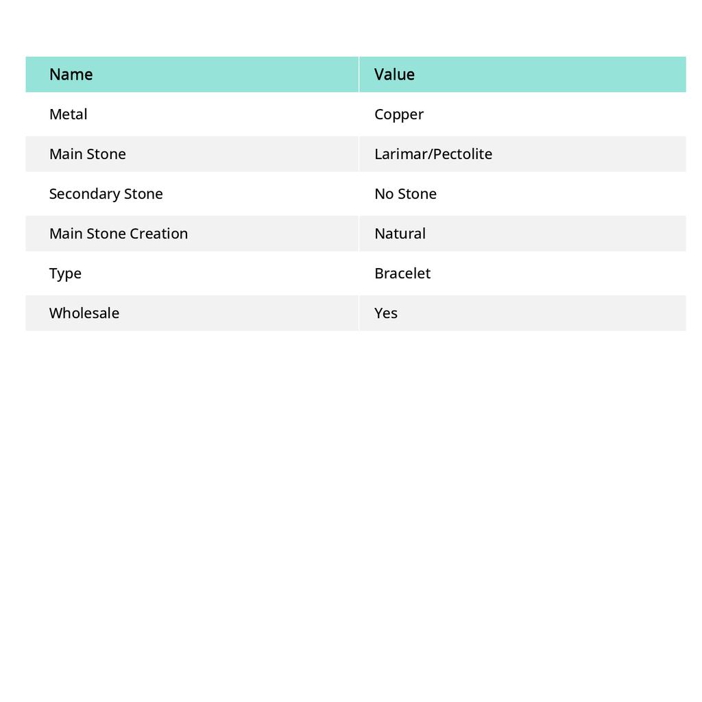 Натуральный драгоценный камень Ларимар, браслет ручной работы из медной проволоки, регулируемый l8m47