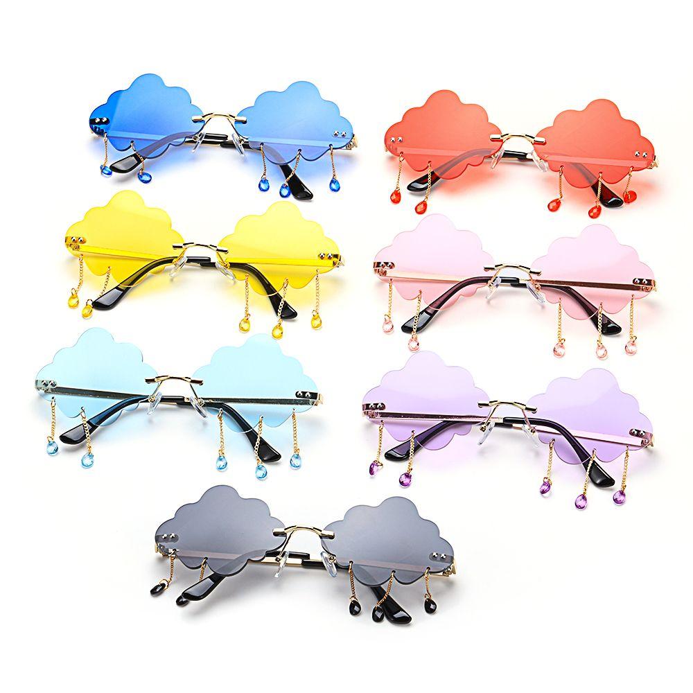 Fashion UV400 Shades Rimless Sunglasses Disco Glasses Clouds Tassel Sunglasses Steampunk Sunglasses