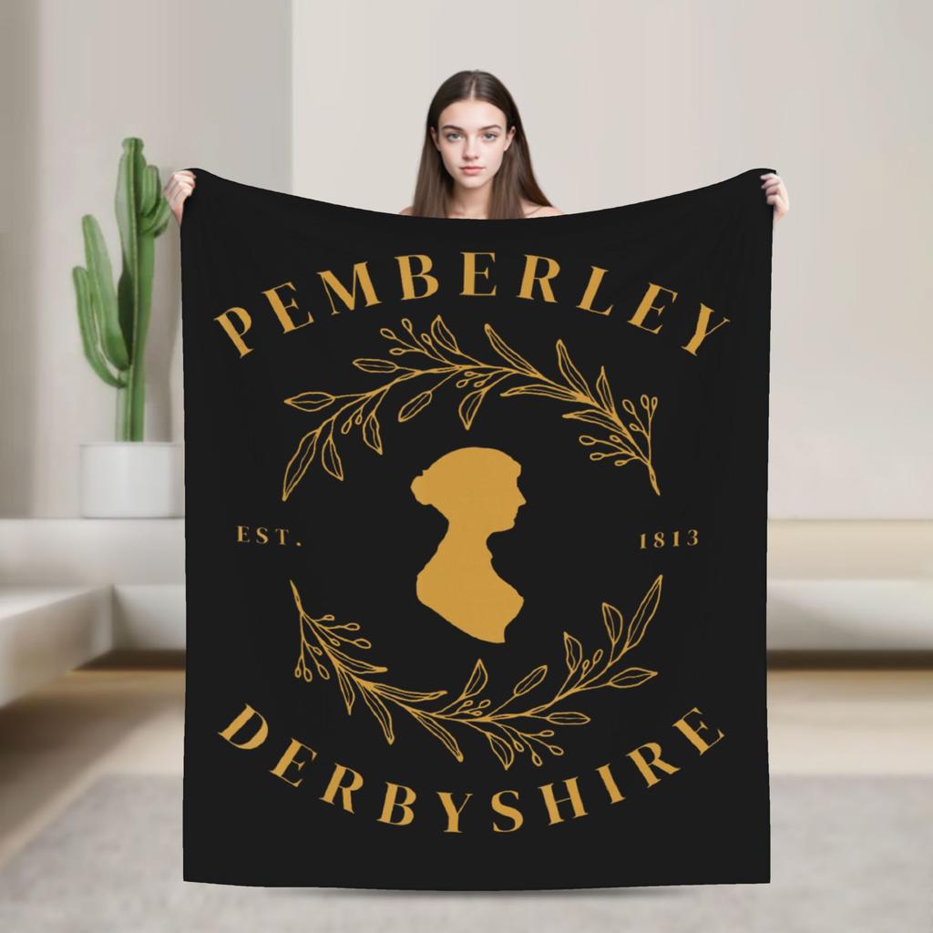 Jane Austen Pride and Prejudice Flannel Blanket Obstinate Headstrong Girls Vintage Throw Blankets for Home 200x150cm Lightweight