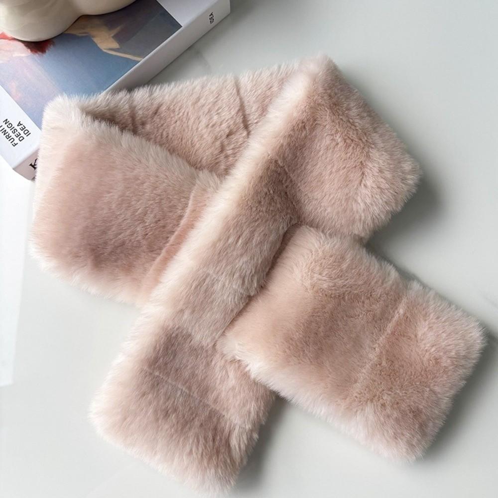 Thickened Faux Rabbit Fur Scarf Furry Neck Warmer Scarf New Cross Scarf Women Girl