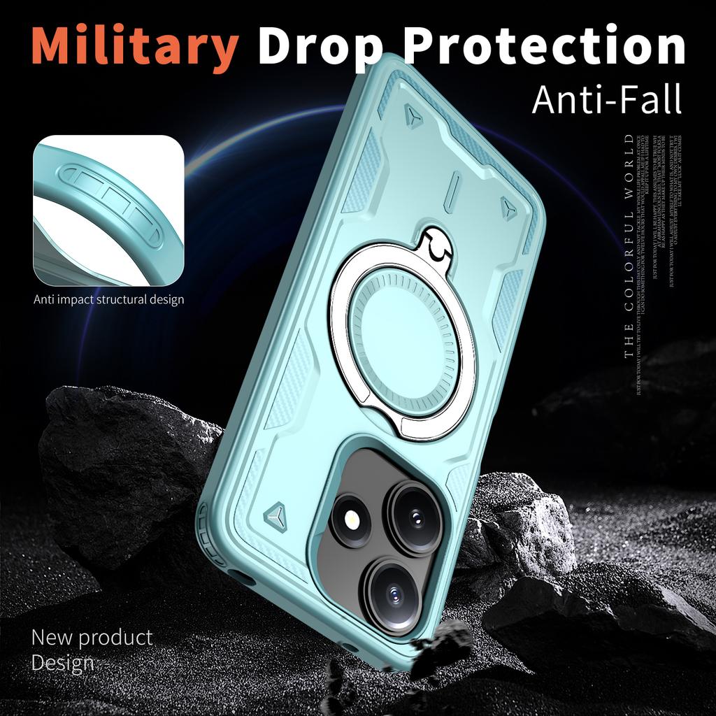 For Xiaomi Poco M6 Pro 5G/Redmi 12 5G (Global) Case Compatible with MagSafe Military Protection PC+TPU Kickstand Phone Cover