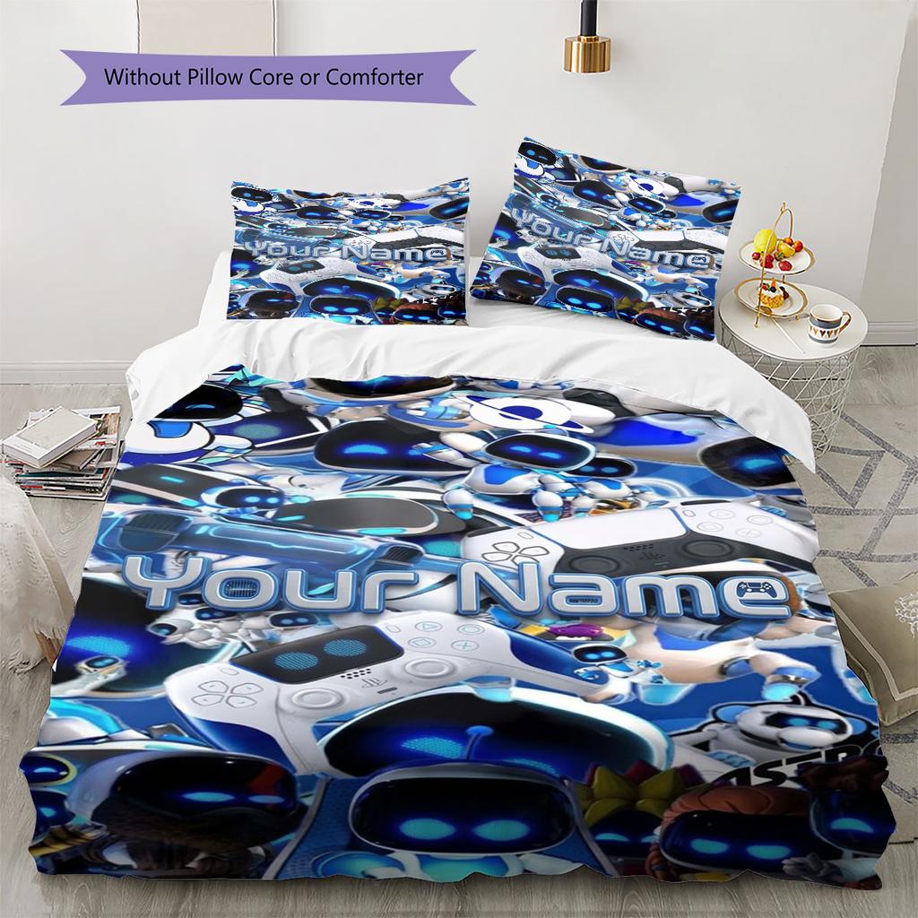 ASTRO BOT Custom Name Pattern Bedding,Quilt Set Quilt Cover Pillowcase Home Birthday Gift(1 * duvet cover + 2 * pillowcase, without core)