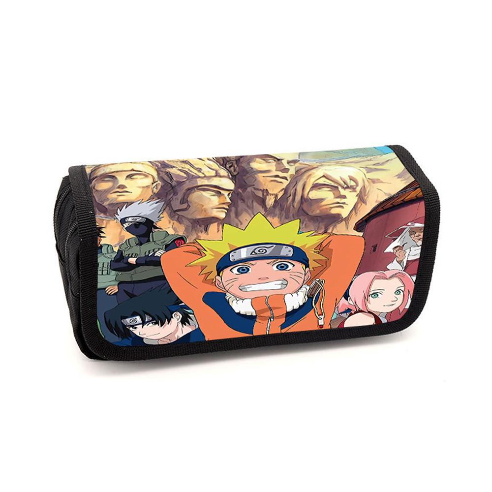 Мультяшная Аниме Пенал NARUTO Двухъярусный Пенал-раскладушка Легкая Канцелярия для Детей Школа Повседневное Использование, Мальчики и Девочки Возраст 5-11 лет
