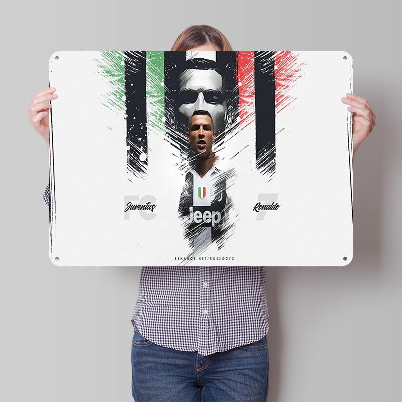 Cristiano Ronaldo Football Poster Customized Vintage Metal Signs Wall Art Retro Tin Plaque for Soccer Fans Mancave Decoration