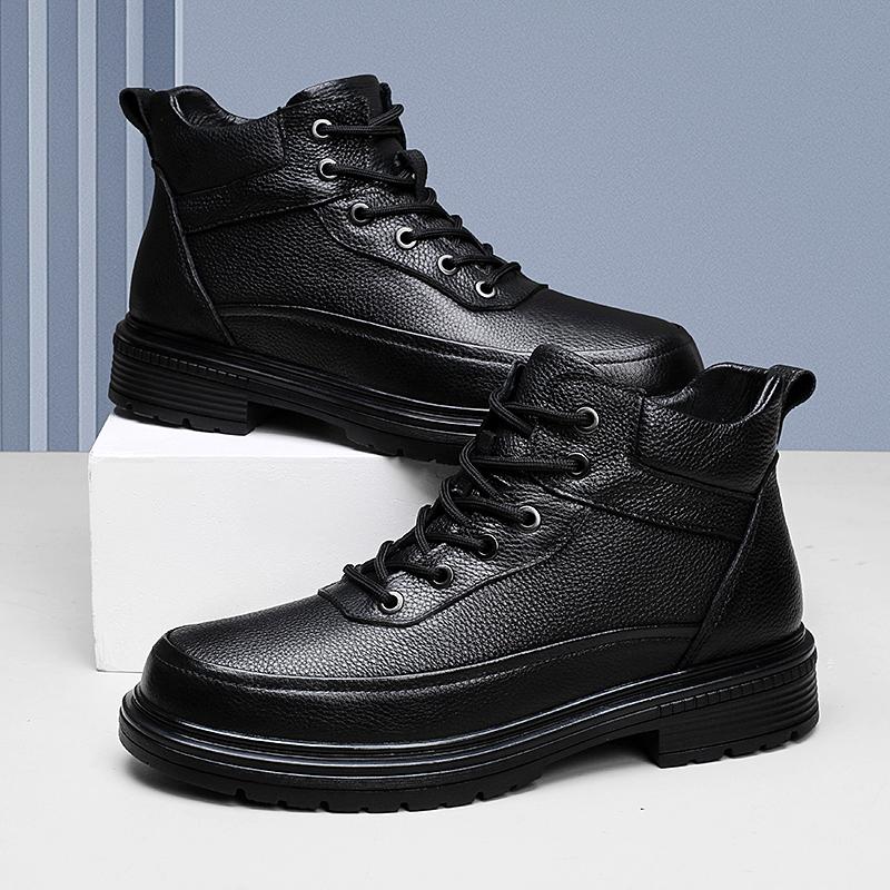 Осень Зима Мужские Базовые Ботинки Высокие Кроссовки Уличные Натуральная Кожа Боты Боевые Пустынные Ботинки Досуг Ходьба Ботильоны