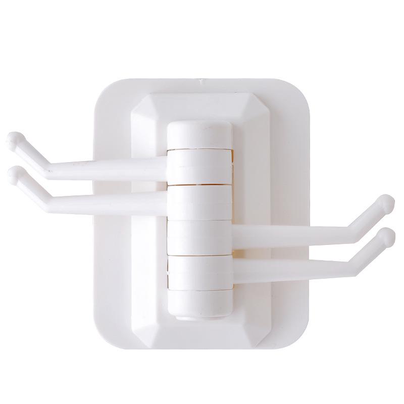 2347-2 Вращающаяся вешалка для полотенец из прочной вискозы с 4 крючками для ванной комнаты, неперфорированный, не оставляющий следов крючок