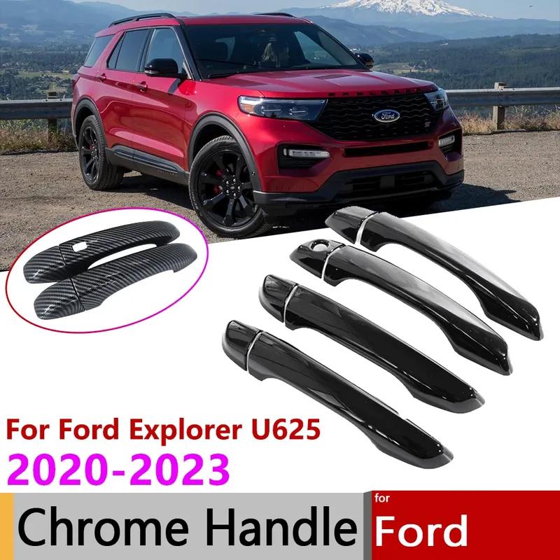 Для Ford Explorer U625 Хром Глянцевый Черный Углеродное Волокно Автомобиль Умная Ручка Двери Накладка Отделка Наружные Наклейки