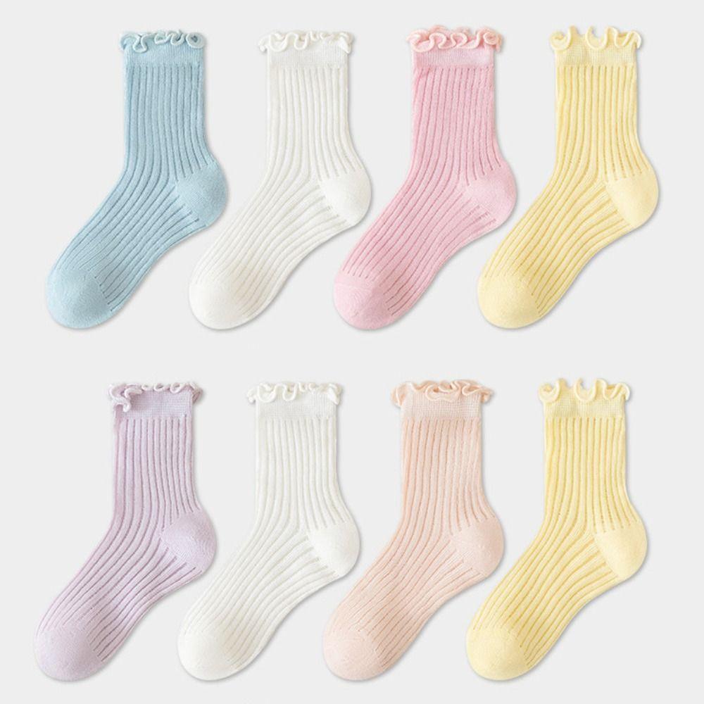 Breathable Mesh Children Princess Socks Solid Color Children's Socks Kids 1-12Y