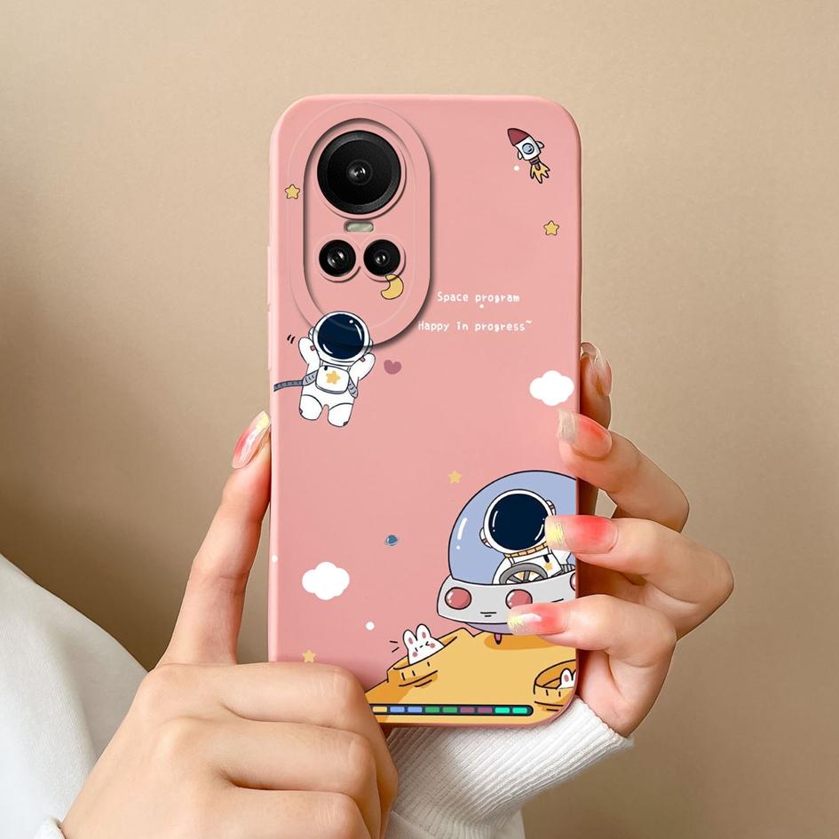 Для Oppo Reno 2 3 4 5 6 7 8 10 Pro 5G Reno 7 8 Lite Чехол Астронавт Мужская женская сумка для телефона Мягкий силиконовый чехол Квадратный матовый противоударный бампер для Oppo Reno