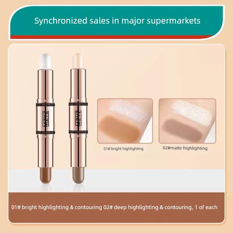 Dual-Ended Contour Stick, Dual-Use Highlighter and Matte Nose Shadow Pen, Face Brightening Shadow Pen for Beginners, Women