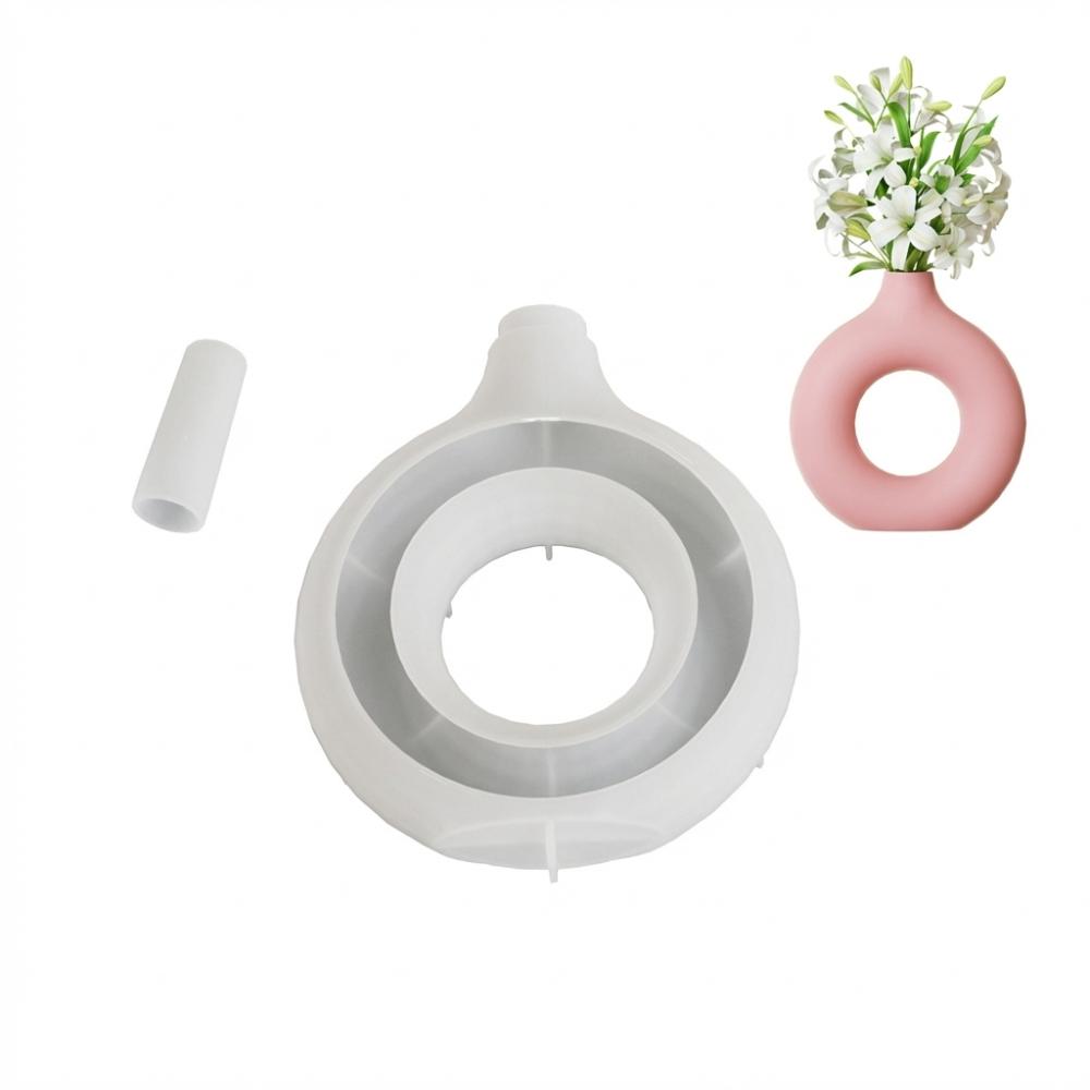 Hollow Out Silicone Vase Mold Oval Stripe Gypsum Mold Decorative Flower Pot Mold  DIY Crafts