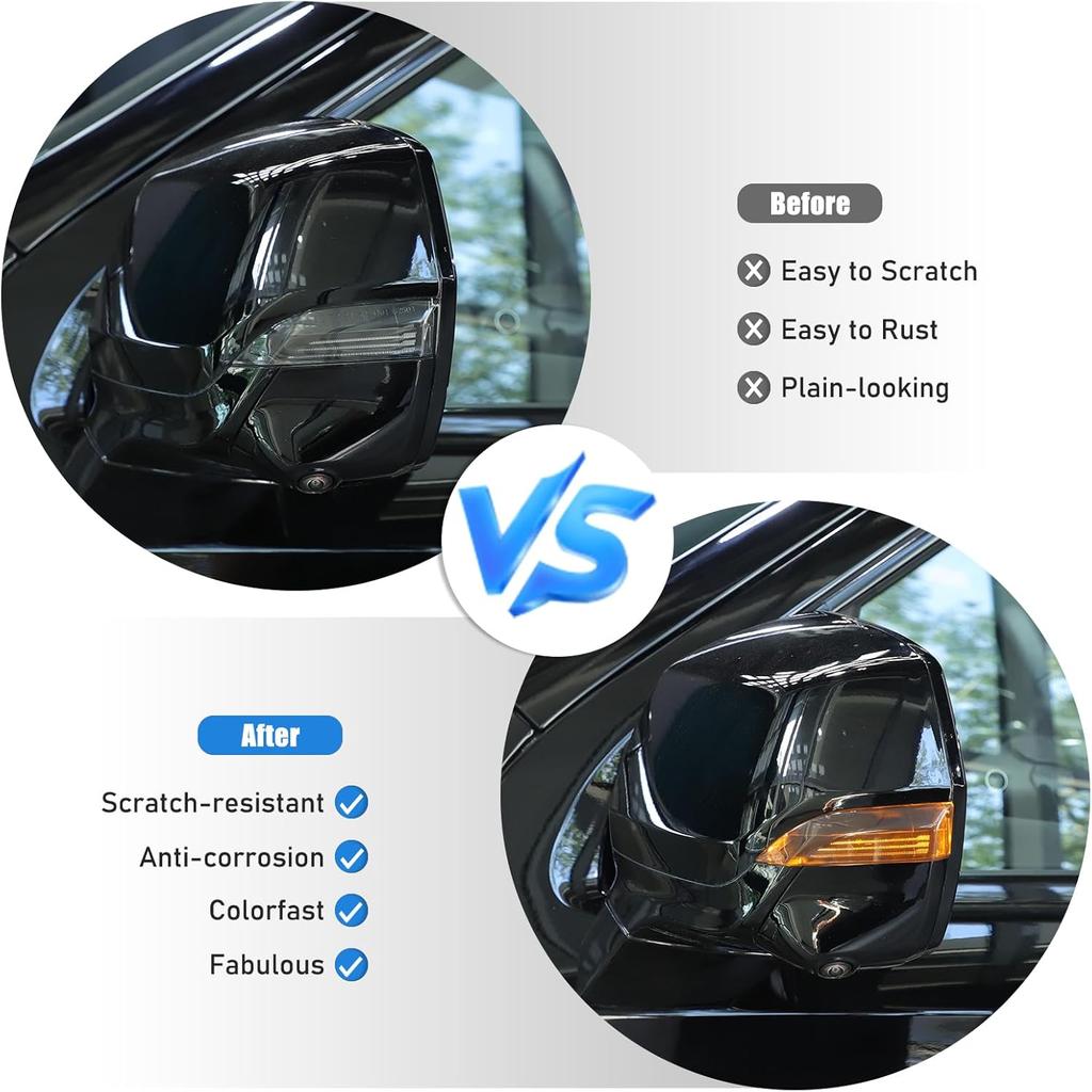 Smoked Tinted Light Cover Compatible with Cadillac Escalade 2021 2022 2023 Accessories, ABS Material Rearview Mirror Turn Signal Light Guard Covers