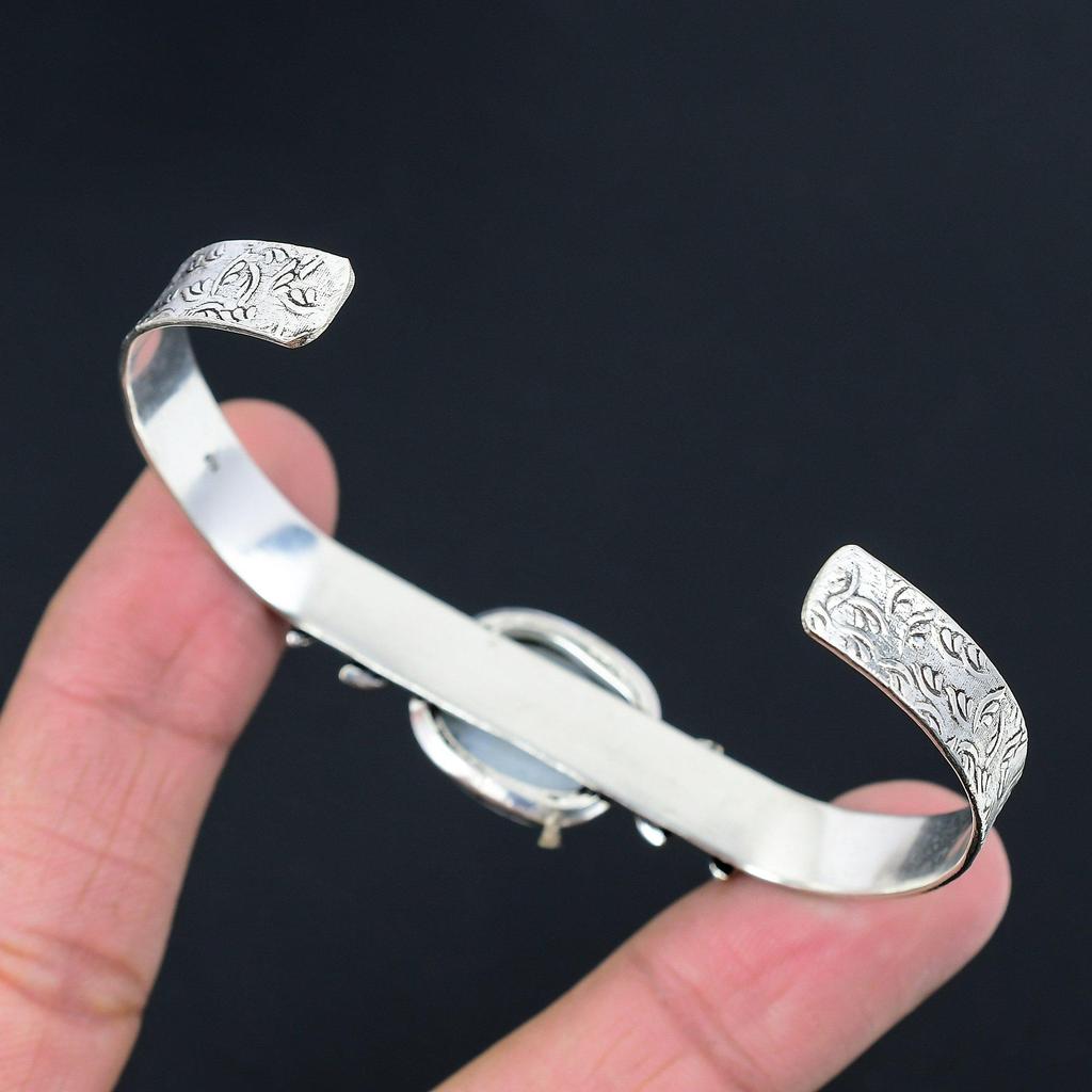 Предложение ко Дню дружбы Серебро 925 пробы Камень Малигано Джаспер Юбилейный Цветочный Браслет