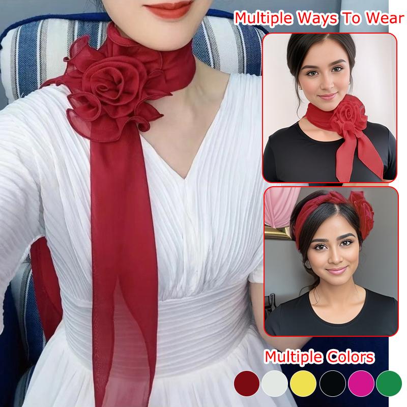 1 шт. Одежда Мода Многоцелевой Наряд Элегантное Украшение Длинный Шелковый Шарф Темперамент Аксессуары Привлекательная Роза