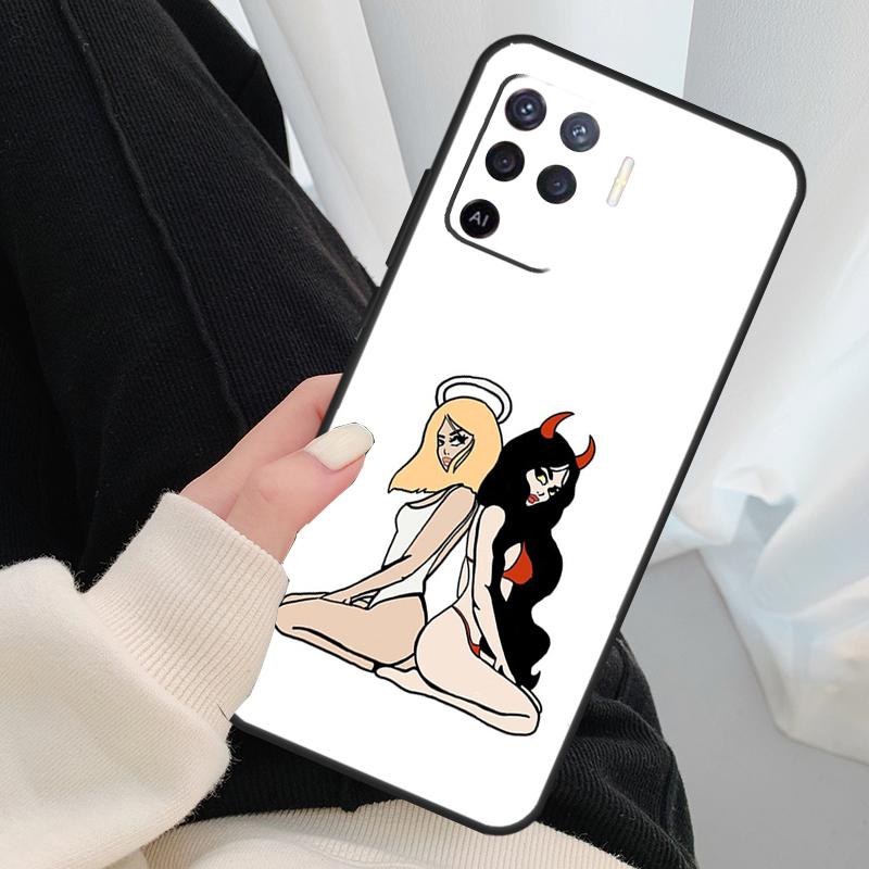 Чехол Ангел Демон Девушка для Oppo A40 A60 A80 A5 Pro A15 A16 A17 A57 A77 A94 A74 A54 A76 A96 A18 A38 A58 A78 A98
