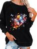 Women's Oversized Pullover Sweatshirt Fashion Butterfly Print Top Ladies Spring/Fall Sweatshirt