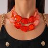 Multi-hue Oversized Resin Strand Translucent-jelly Geometric Facet Choker  Swimwear Accessories